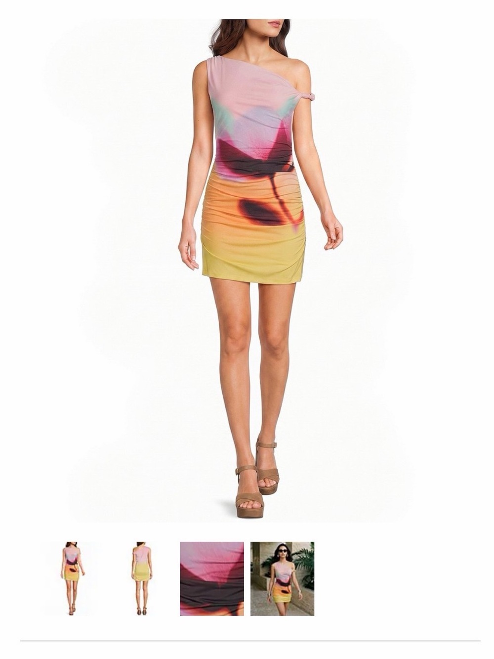 Gianni Bini One-Shoulder Sunset Print Mini Dress
